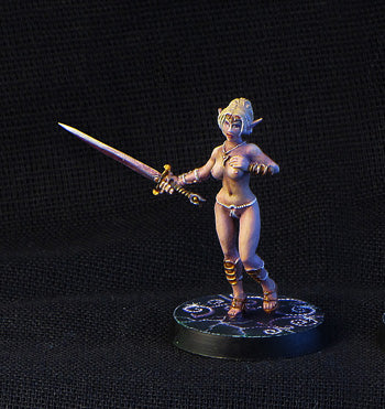 Female Elf warrior fantasy miniature, 28mm resin by Brother Vinni