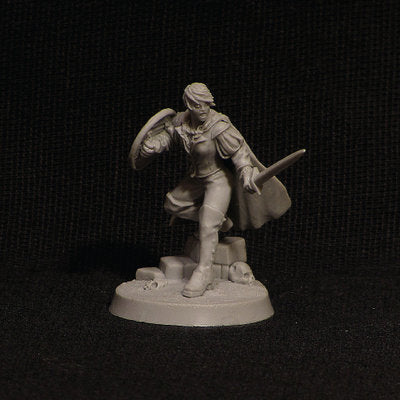 Female Mercenary miniature, 28mm fantasy by Brother Vinni