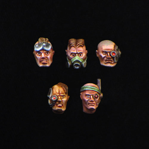 Male soldiers head set #2, wargame 28mm resin bits, accessories