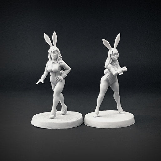 Bunny Girls 02 (naked ver.) miniatures, 28 mm fantasy pin-up for pulp wargame or tabletop RPG