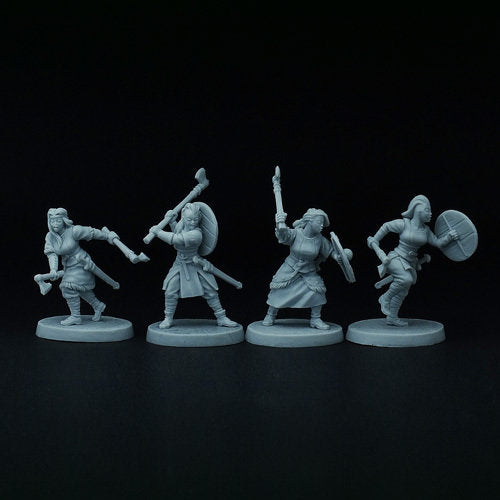 Shield Maiden miniature set, Female Viking warriors, wargame SAGA, 28mm