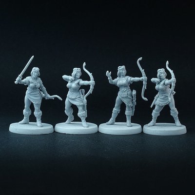 Female Archers miniature set, fantasy Celtic miniatures for wargaming, 28mm