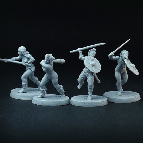 Female Berserkers miniature set, Berserk Girls, miniatures for playing SAGA, 28mm