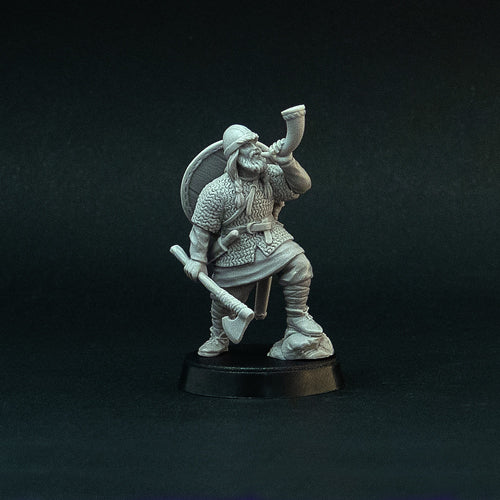 Viking Trumpeter miniature for SAGA, 28mm resin by Brother Vinni.