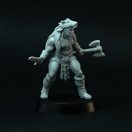 Barbarian miniature for wargames, 28mm resin by Brother Vinni.