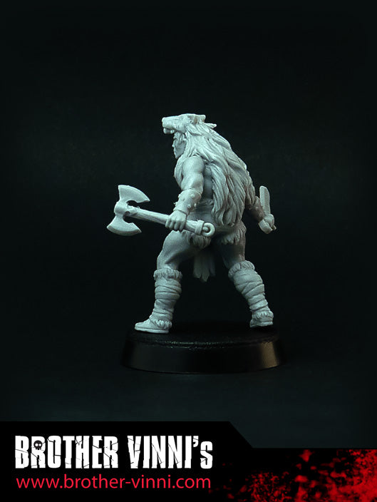 Barbarian miniature for wargames, 28mm resin by Brother Vinni.