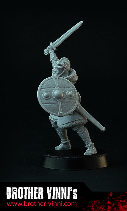 Shield Maiden Chief (helmet) miniature, 28mm resin by Brother Vinni.