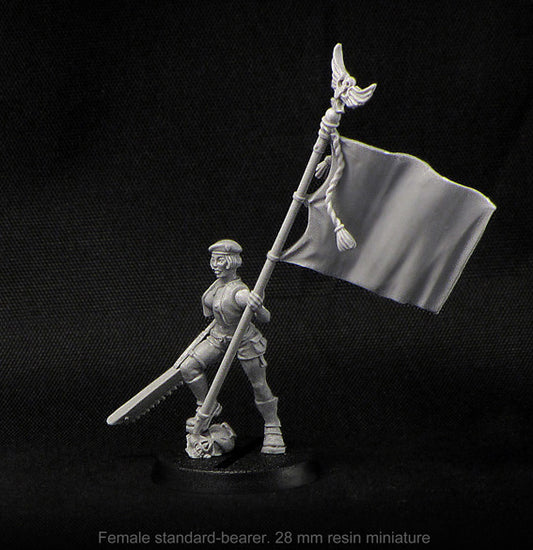 Standard-bearer, Female Soldier miniature, Guard, military Imperial Army 28 mm
