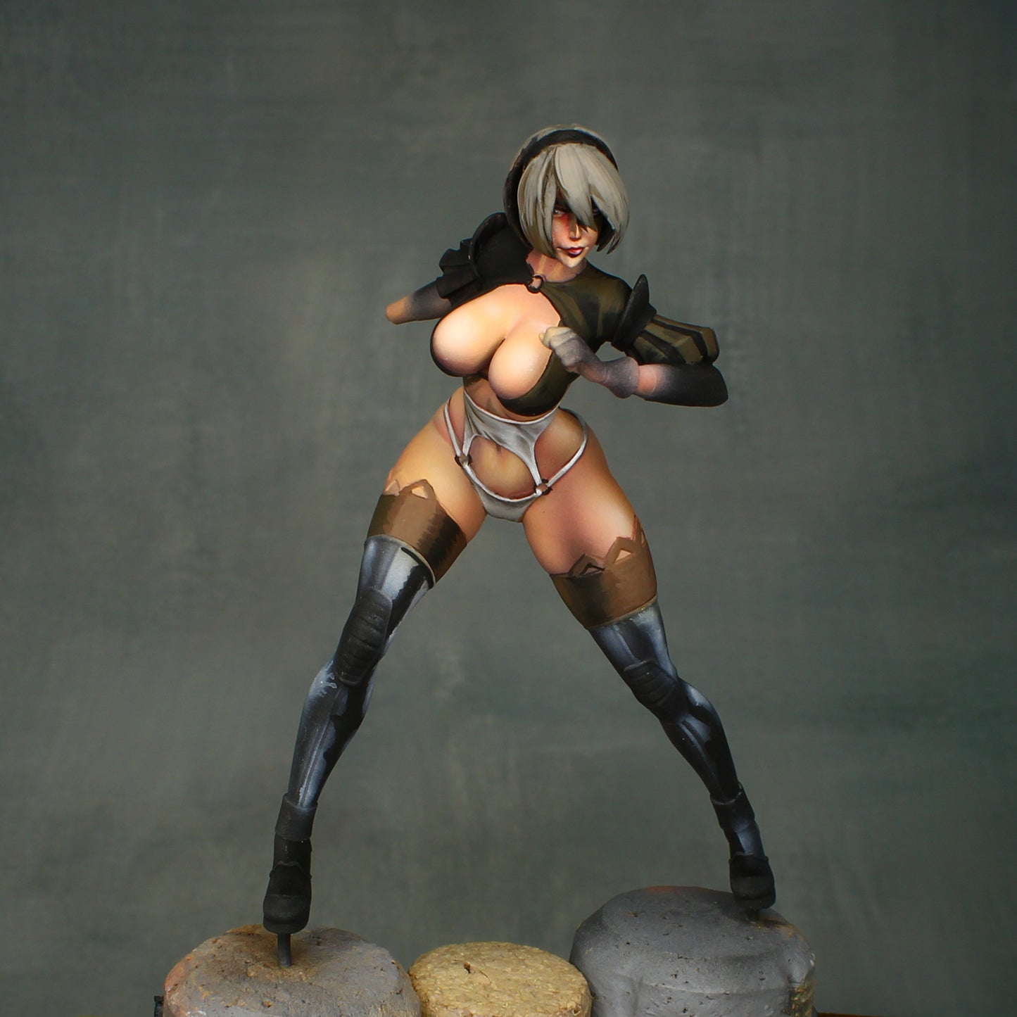 Cyber Mercenary 90mm figure, large scale female miniature