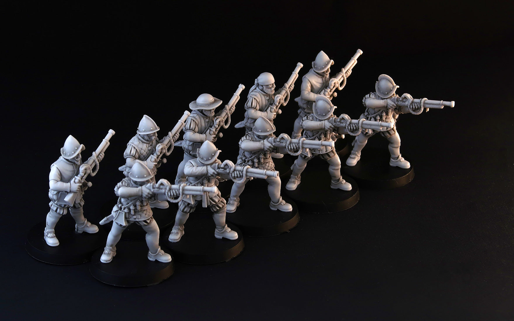 Spanish Hand Gunners wargame miniature set, 28mm musketeers