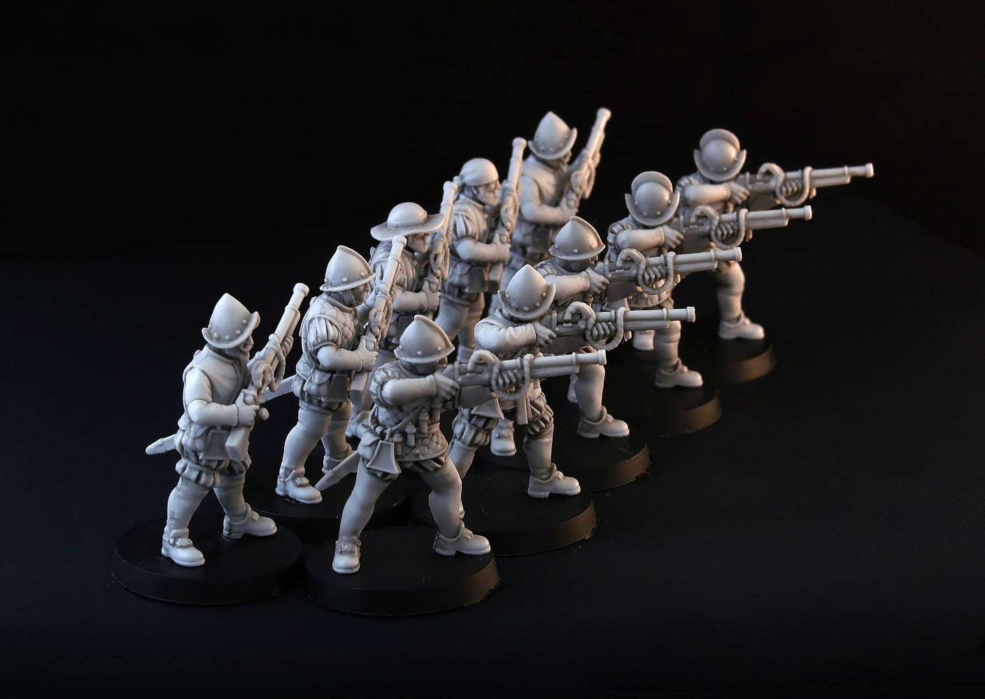 Spanish Hand Gunners wargame miniature set, 28mm musketeers