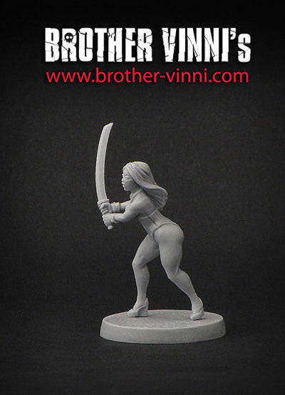 Girl with Sword - miniature 28 mm, resin casting by Brother Vinni