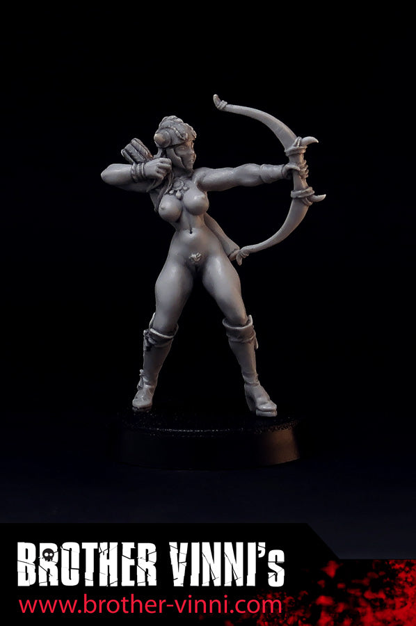 Amazon archer miniature, 28mm resin fantasy