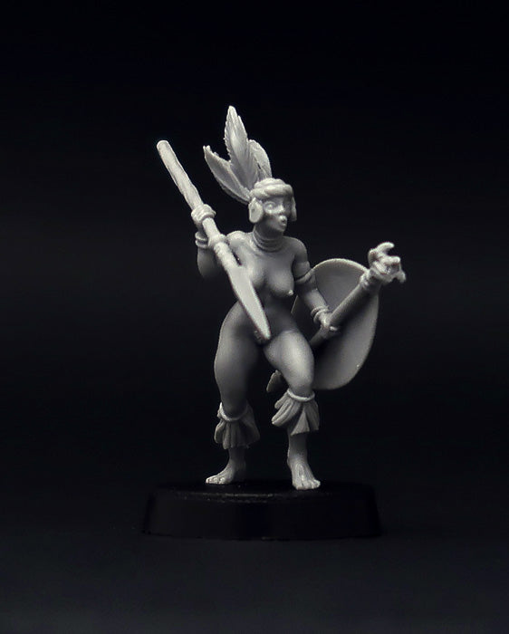 African Tribal Female Warrior miniature, 28mm resin