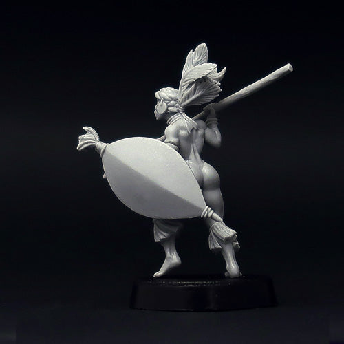 African Tribal Female Warrior miniature, 28mm resin