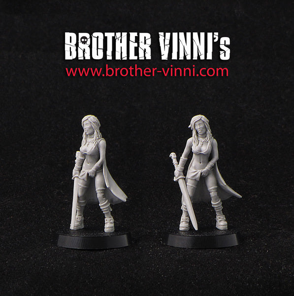 Amazon miniature, female warrior fantasy 28mm resin by Brother Vinni