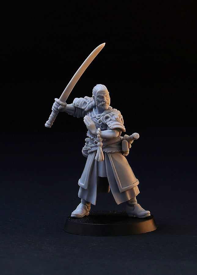 Fantasy Samurai miniature, 28mm (32 mm) for tabletop wargaming and RPG