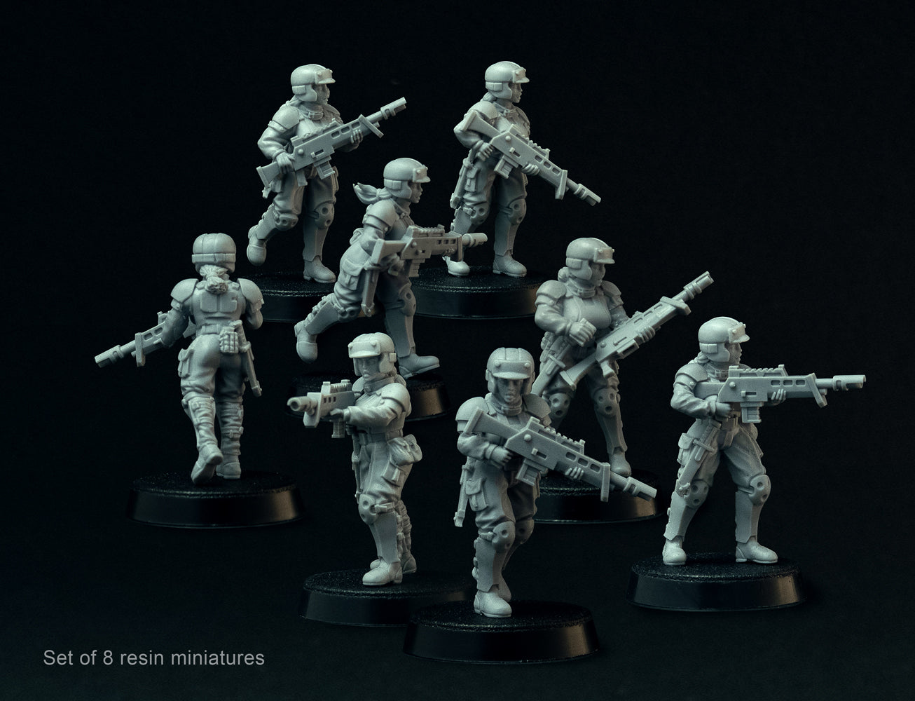 Female Soldiers Miniatures, sci-fi grimdark Guard Girls or Imperial Army - 28mm, resin