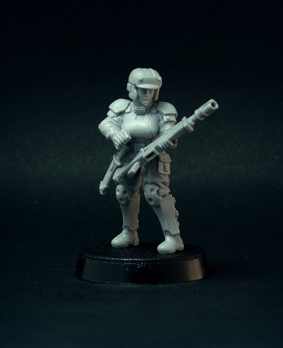 Female Soldiers in melee Miniatures, sci-fi grimdark Guard Girls or Imperial Army - 28mm, resin