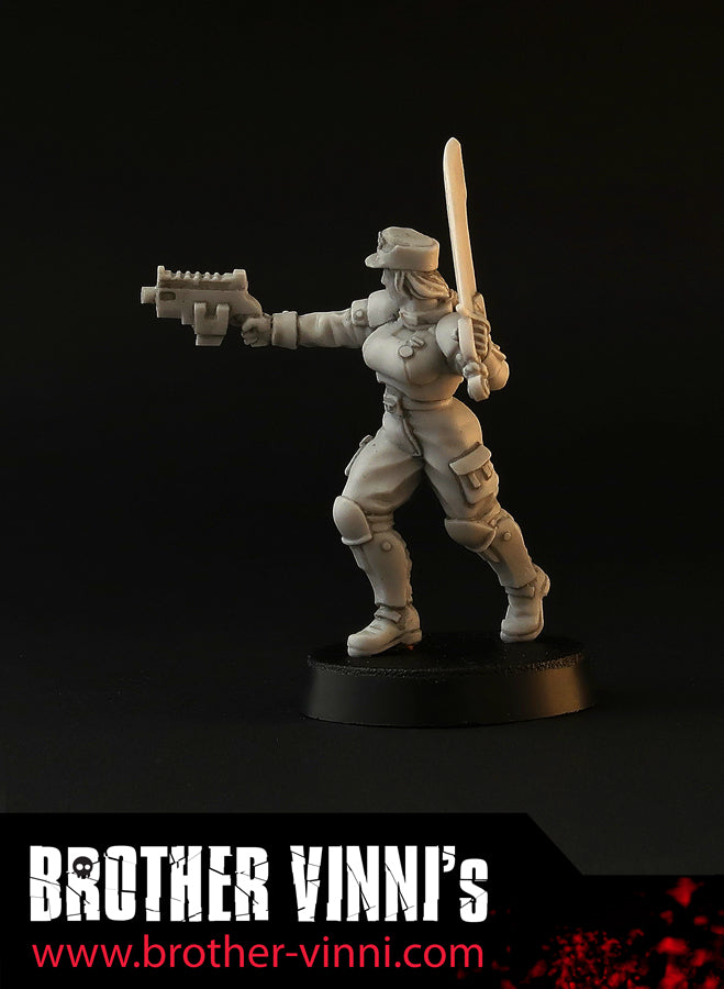 Special Unit - Female Guard Sergeant, wargame tabletop miniature, alternative grimdark Guard Girl - 28mm, resin