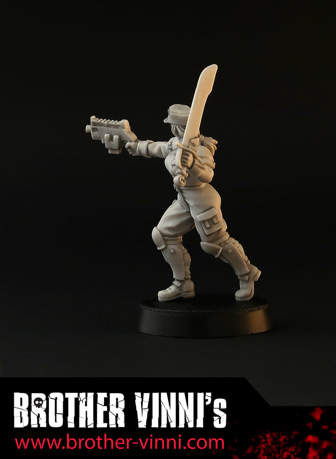 Special Unit - Female Guard Sergeant, wargame tabletop miniature, alternative grimdark Guard Girl - 28mm, resin