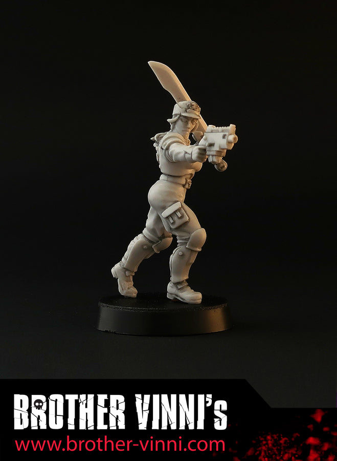 Special Unit - Female Guard Sergeant, wargame tabletop miniature, alternative grimdark Guard Girl - 28mm, resin