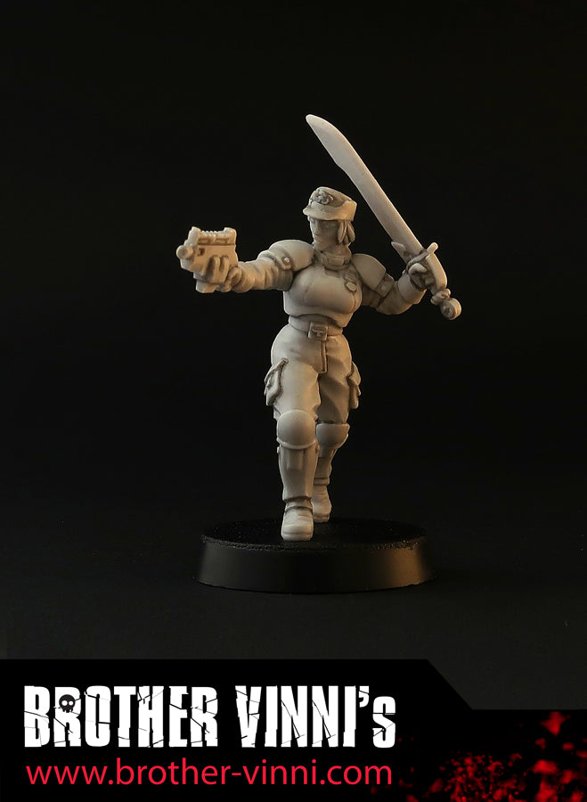 Special Unit - Female Guard Sergeant, wargame tabletop miniature, alternative grimdark Guard Girl - 28mm, resin