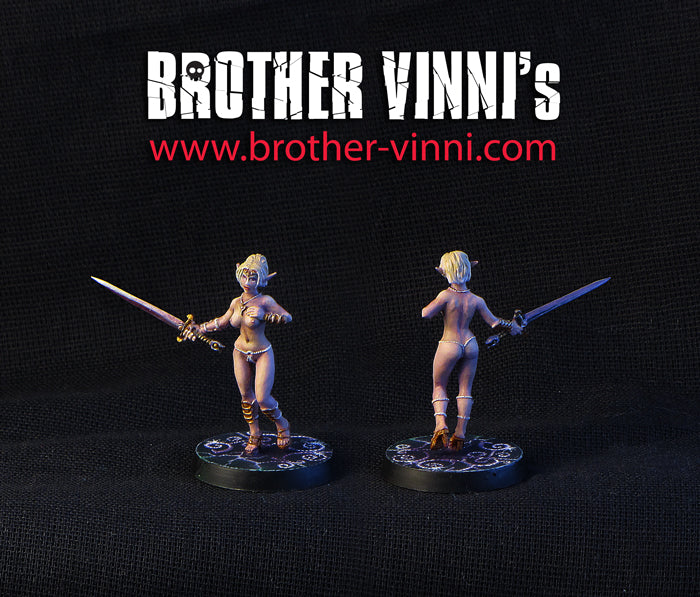 Female Elf warrior fantasy miniature, 28mm resin by Brother Vinni