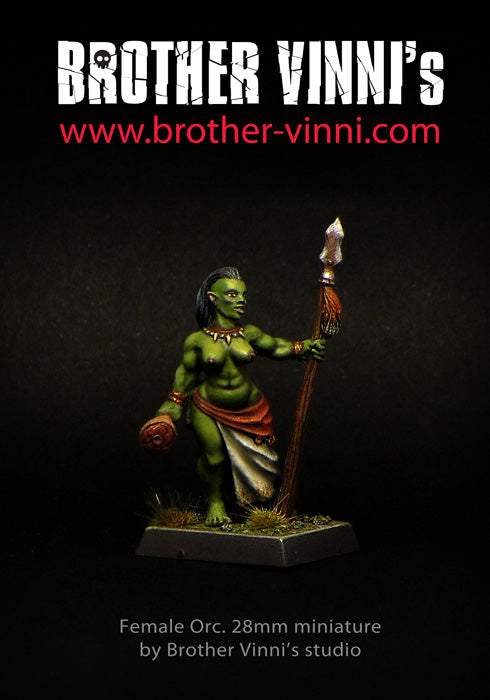 Female Orc Barbarian miniature - fantasy tabletop RPG, DnD, D&D