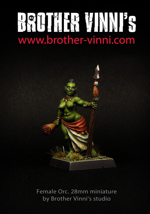 Female Orc Barbarian miniature - fantasy tabletop RPG, DnD, D&D