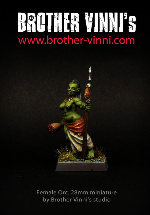 Female Orc Barbarian miniature - fantasy tabletop RPG, DnD, D&D