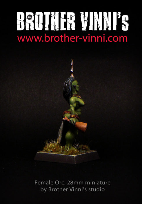 Female Orc Barbarian miniature - fantasy tabletop RPG, DnD, D&D