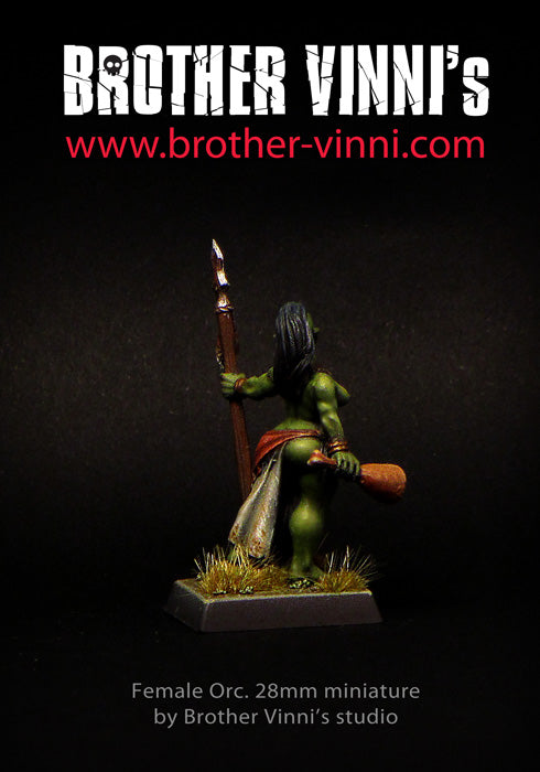 Female Orc Barbarian miniature - fantasy tabletop RPG, DnD, D&D