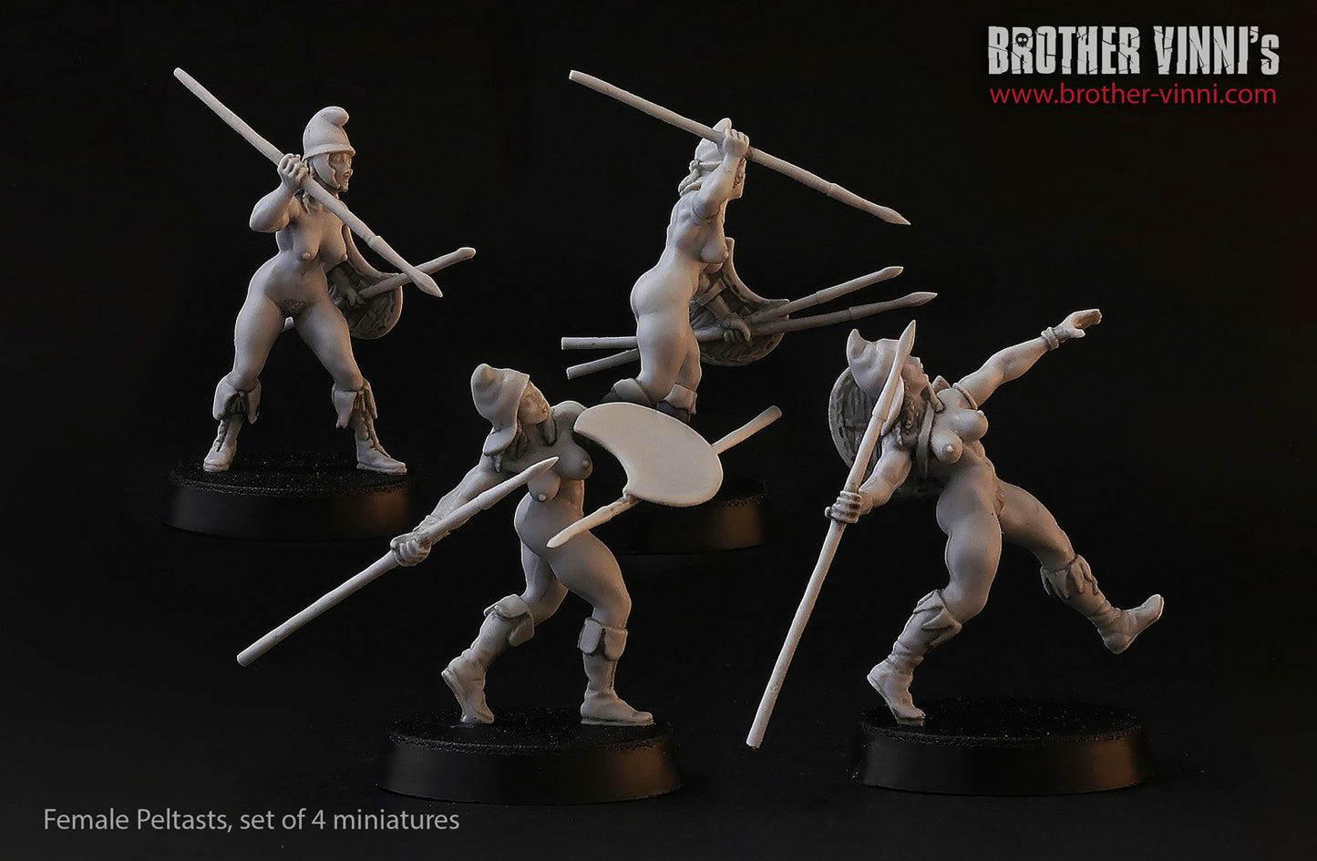 Female Greek Peltasts (4 models) 28 mm wargame miniatures