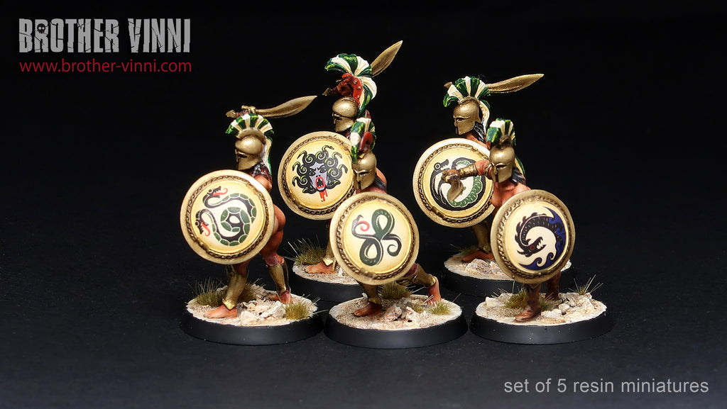 Female Greek Hoplites miniatures (set of 5 models) 28 mm for painting and wargaming