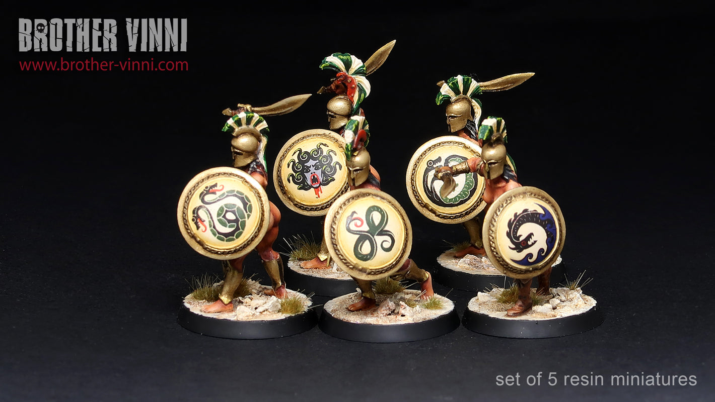 Female Greek Hoplites miniatures (set of 5 models) 28 mm for painting and wargaming