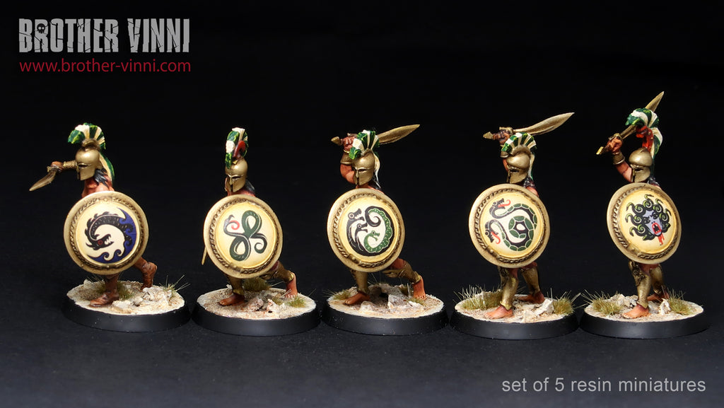Female Greek Hoplites miniatures (set of 5 models) 28 mm for painting and wargaming