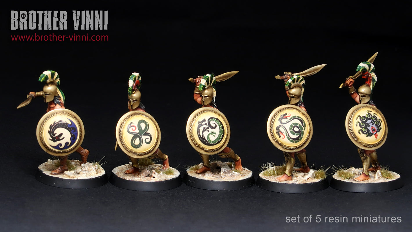 Female Greek Hoplites miniatures (set of 5 models) 28 mm for painting and wargaming