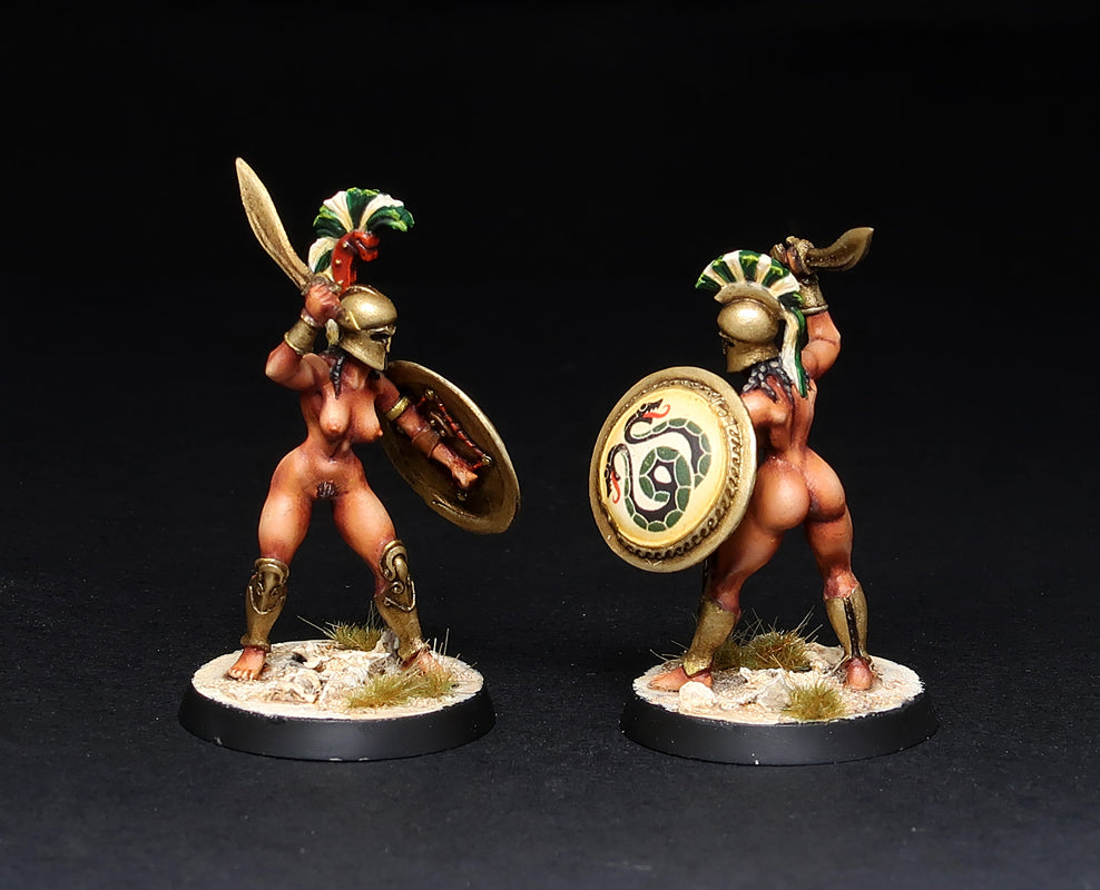 Female Greek Hoplites miniatures (set of 5 models) 28 mm for painting and wargaming