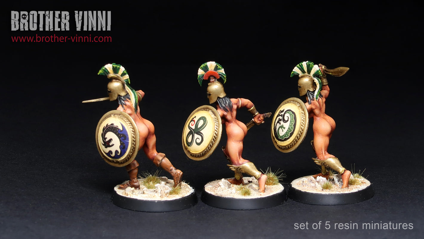 Female Greek Hoplites miniatures (set of 5 models) 28 mm for painting and wargaming