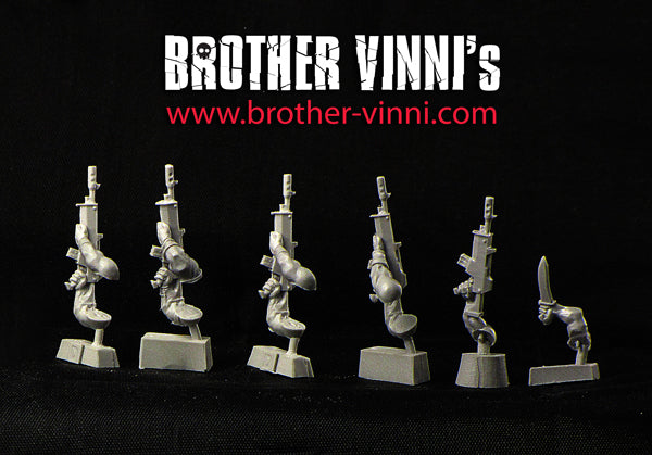 Male hands with rifles, wargame sci-fi 28mm resin bits, accessories