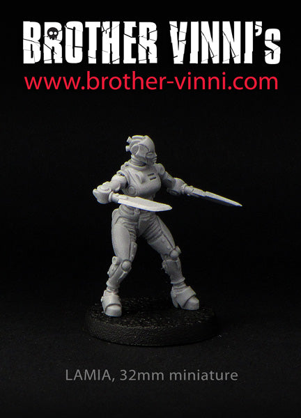 Female Robot miniature for wargaming