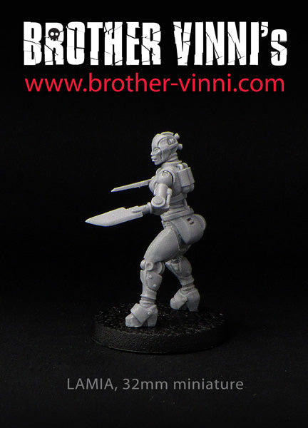 Female Robot miniature for wargaming