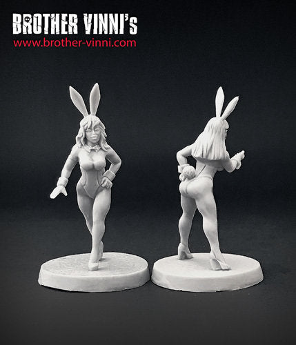 Bunny Girls 02 miniatures, 28 mm fantasy pin-up for pulp wargame or tabletop RPG