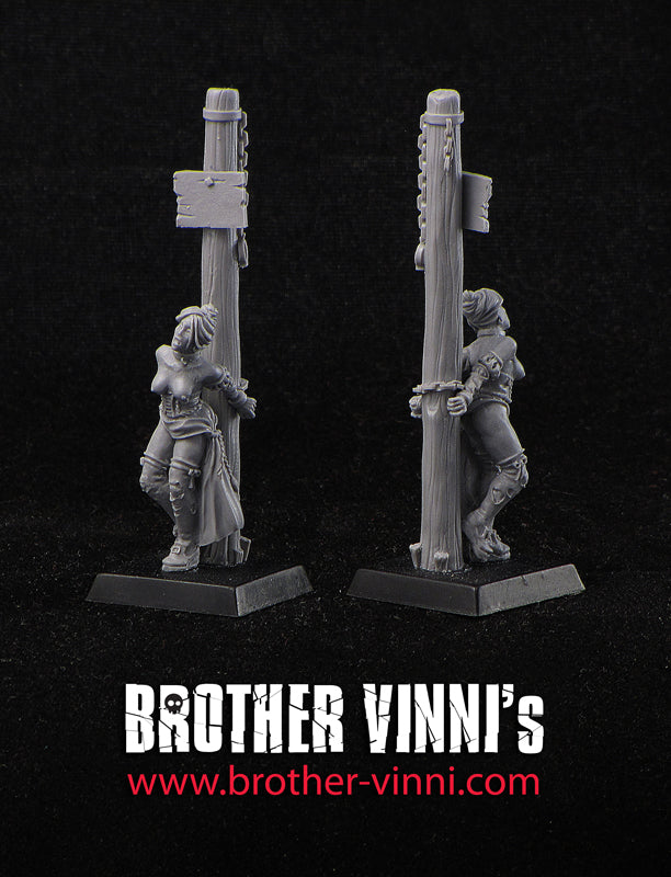 Slave girl at stake for 28mm Tabletop RPG, miniature by Brother Vinni