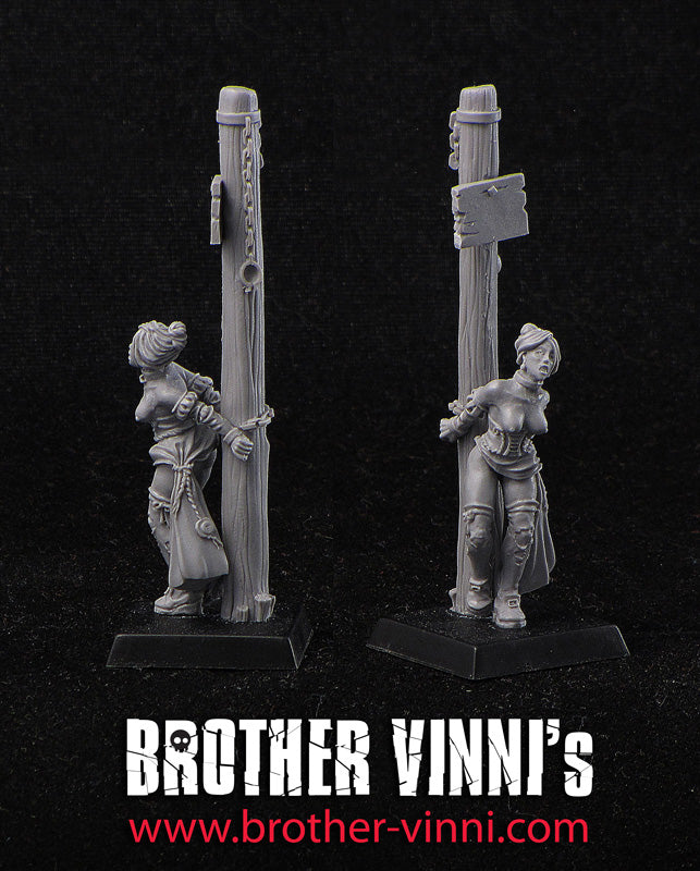 Slave girl at stake for 28mm Tabletop RPG, miniature by Brother Vinni