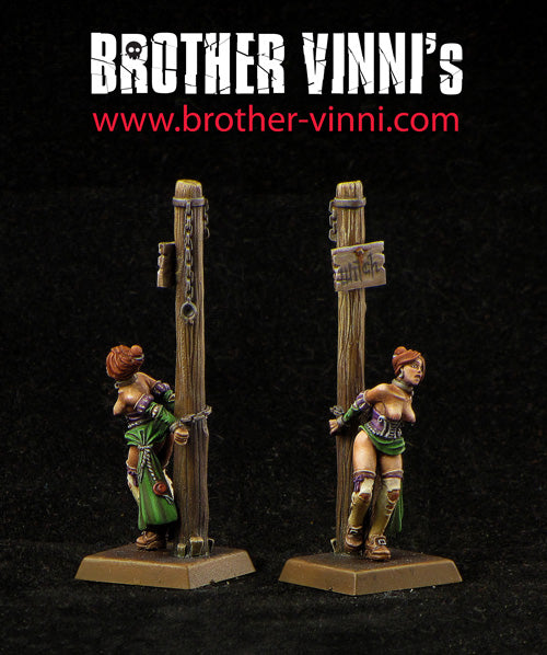 Slave girl at stake for 28mm Tabletop RPG, miniature by Brother Vinni