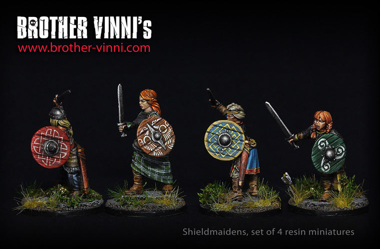 Shield Maidens miniature set, Female Viking, resin miniatures, 28mm