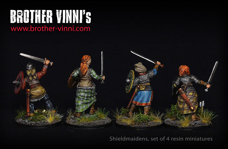 Shield Maidens miniature set, Female Viking, resin miniatures, 28mm