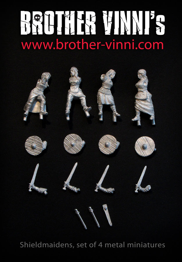 Shield Maidens miniature set, Female Viking, resin miniatures, 28mm